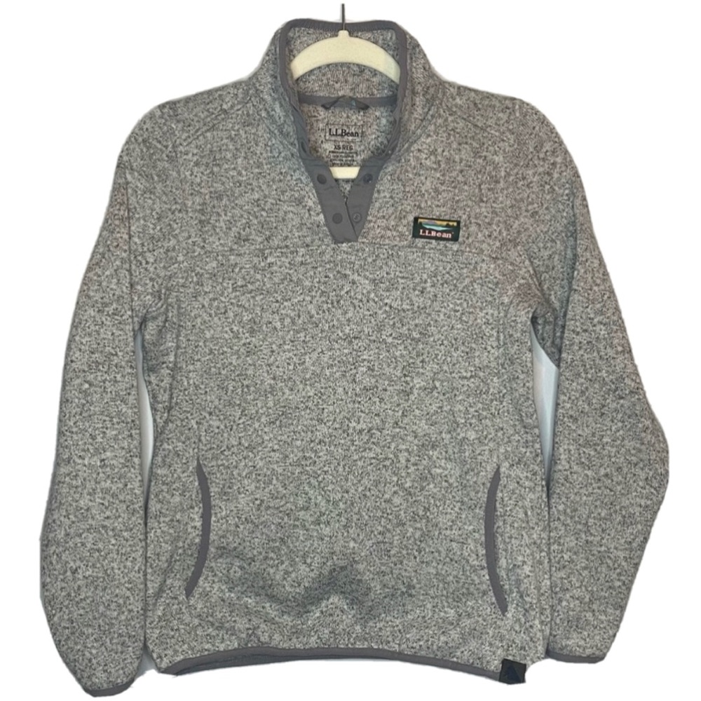 LL Bean Misses Pullover Fleece Better Sweater Snap Collar Gray Size X Small / XS